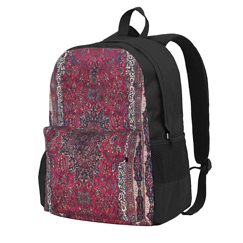 Saber Meshed Persian Carpet Print Backpack Zipper Close
