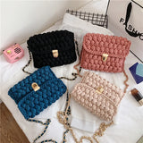 Hand Woven Shoulder Bag Strip Thread Hook Knitted Casual Bag