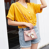 Women's PU Leather Shoulder Bag with Bow Detail