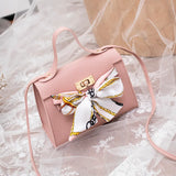 PU Leather Lychee Pattern Bow Shoulder Bag