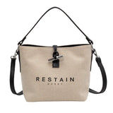 Women's Canvas Shoulder Messenger Bag Letter Printing Casual Handbag