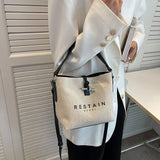 Women's Canvas Shoulder Messenger Bag Letter Printing Casual Handbag