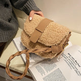 Plush Shoulder Bag Weave Shoulder Strap Messenger Bag