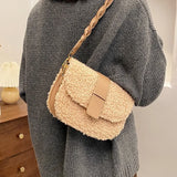 Plush Shoulder Bag Weave Shoulder Strap Messenger Bag