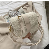 Plush Shoulder Bag Weave Shoulder Strap Messenger Bag