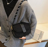 Plush Shoulder Bag Weave Shoulder Strap Messenger Bag