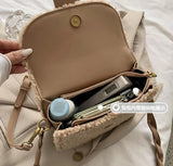 Plush Shoulder Bag Weave Shoulder Strap Messenger Bag