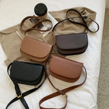 Small PU Leather Saddle Bag for Women Crossbody Shoulder Chest Handbag