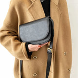 Small PU Leather Saddle Bag for Women Crossbody Shoulder Chest Handbag