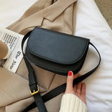 Small PU Leather Saddle Bag for Women Crossbody Shoulder Chest Handbag