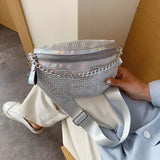 Colorful Rhinestone Saddle Bag PU Leather Shoulder Handbag for Women
