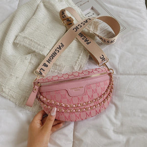 Canvas Saddle Crossbody Bag Chain Women's Fanny Pack