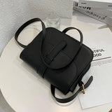 Saddle Shoulder Bags Women Solid Basic PU Leather Handbags