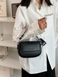 Saddle Shoulder Bag Women Top Handle Solid Crossbody Handbag