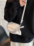 Saddle Shoulder Bag Women Top Handle Solid Crossbody Handbag