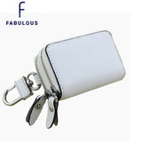 Saffiano Leather Car Key Holder Double Zipper Smart Key Chain
