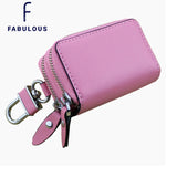 Saffiano Leather Car Key Holder Double Zipper Smart Key Chain
