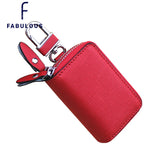 Saffiano Leather Car Key Holder Double Zipper Smart Key Chain