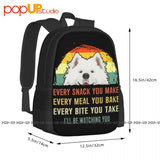 Samoyed Snack Watching Dog Mom Backpack Sports Bag