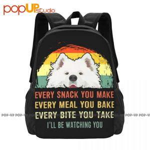 Samoyed Snack Watching Dog Mom Backpack Sports Bag