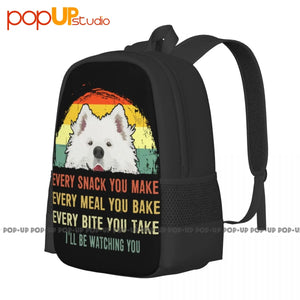 Samoyed Snack Watching Dog Mom Backpack Sports Bag