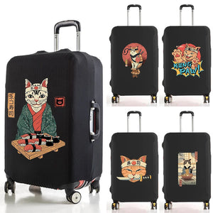 Samurai Cat Luggage Cover Protects 18-32 Inch Travel Set