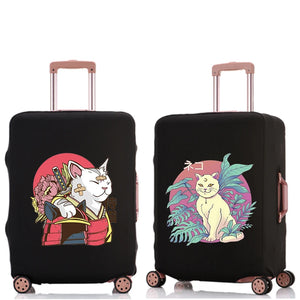Samurai Cat Pattern Luggage Cover for 18-32 Inch Suitcases
