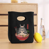 Samurai Cat Print Lunch Bag Cooler Tote Insulated Box Canvas Picnic Women