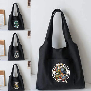 Samurai Pattern Canvas Vest Bag Casual Tote Bags
