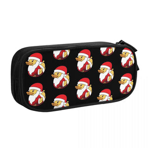 Santa Claus Rubber Duckie Pen Box Student School Anime Zipper Pen Bag