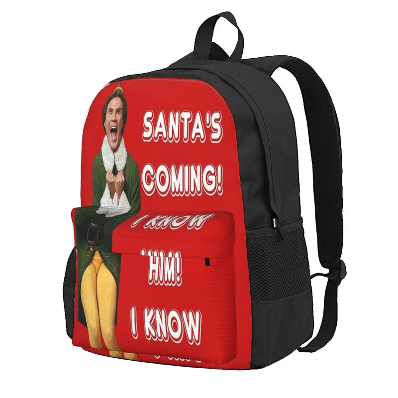 Santa's Coming I Know Him Backpacks Men's Backpacks Bags For Women