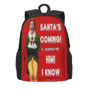 Santa's Coming I Know Him Backpacks Men's Backpacks Bags For Women