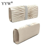 Satin Pleat Evening Party Clutch Bag Night Clutches Purse Bag