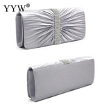 Satin Pleat Evening Party Clutch Bag Night Clutches Purse Bag