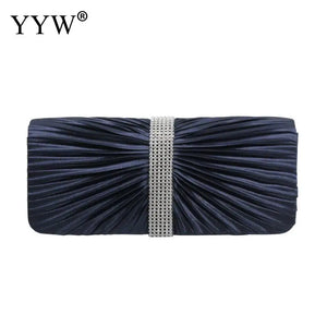 Satin Pleat Evening Party Clutch Bag Night Clutches Purse Bag
