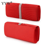 Satin Pleat Evening Party Clutch Bag Night Clutches Purse Bag