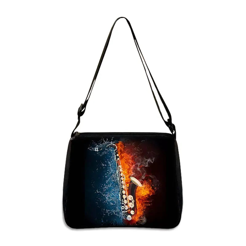 Saxophone Musical Instrument Print Handbag Style Underarm Bag