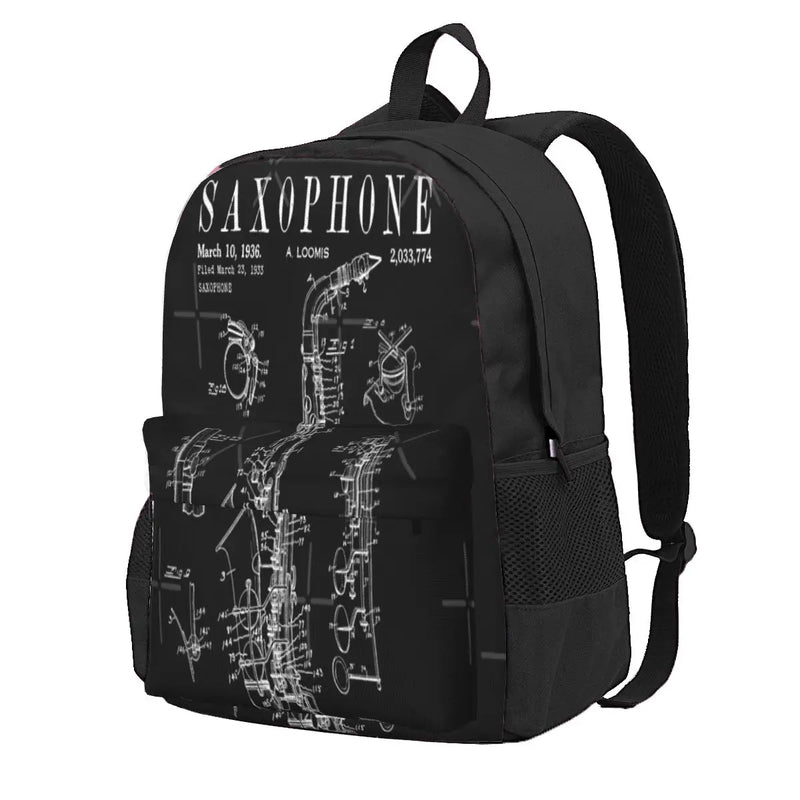 Vintage Saxophone Patent Drawing Backpack