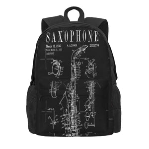 Vintage Saxophone Patent Drawing Backpack
