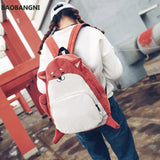 Corduroy Animal Fox and Dog Shape School Backpack for Teenagers Girls