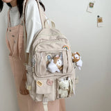Nylon School Backpack Laptop Bookbag for Teen Girls Women Ladies