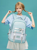 Pink Striped School Backpack for Teenage Girls Soft Fabric