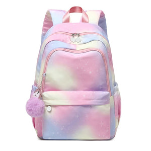 Rainbow Print School Backpack Pockets Bookbag Casual Rucksack Travel Bag