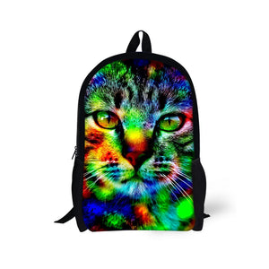 Animal Cat Printing School Backpack Set for Teenage Boys Girls