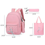 Teen Girls Canvas School Backpack Set Lace Shoulder Bag High Capacity 3 Pcs