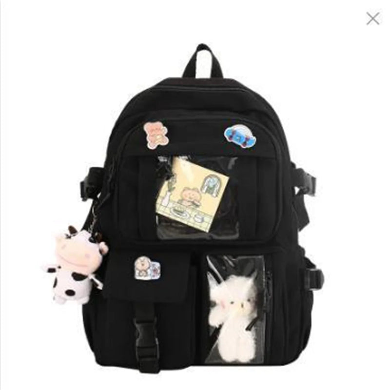 Canvas Waterproof School Backpack Large Capacity Travel Bags