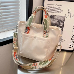 Canvas Messenger Bag School Commuter Tote Medium-sized Bag