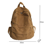 Canvas Backpack Large Capacity Khaki College Teen Computer Bag