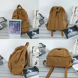 Canvas Backpack Large Capacity Khaki College Teen Computer Bag
