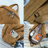 Canvas Backpack Large Capacity Khaki College Teen Computer Bag